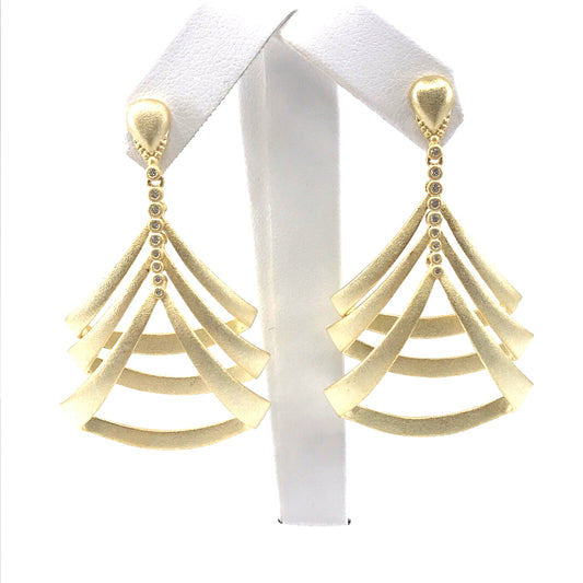 Sterling Silver Three Triangle Earrings - HK Jewels