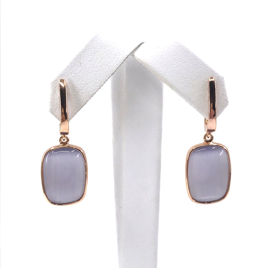 Rose Gold Plated Sterling Silver Purple Stone Earrings - HK Jewels