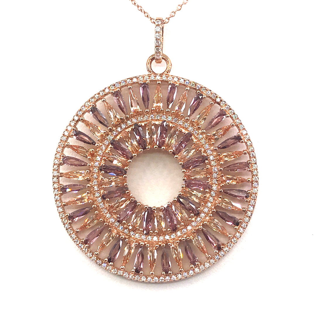 Rose Gold Plated Sterling Silver Circle Pendant - HK Jewels