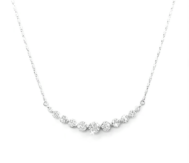 14k Gold and Diamond Curved Bar Necklace - HK Jewels