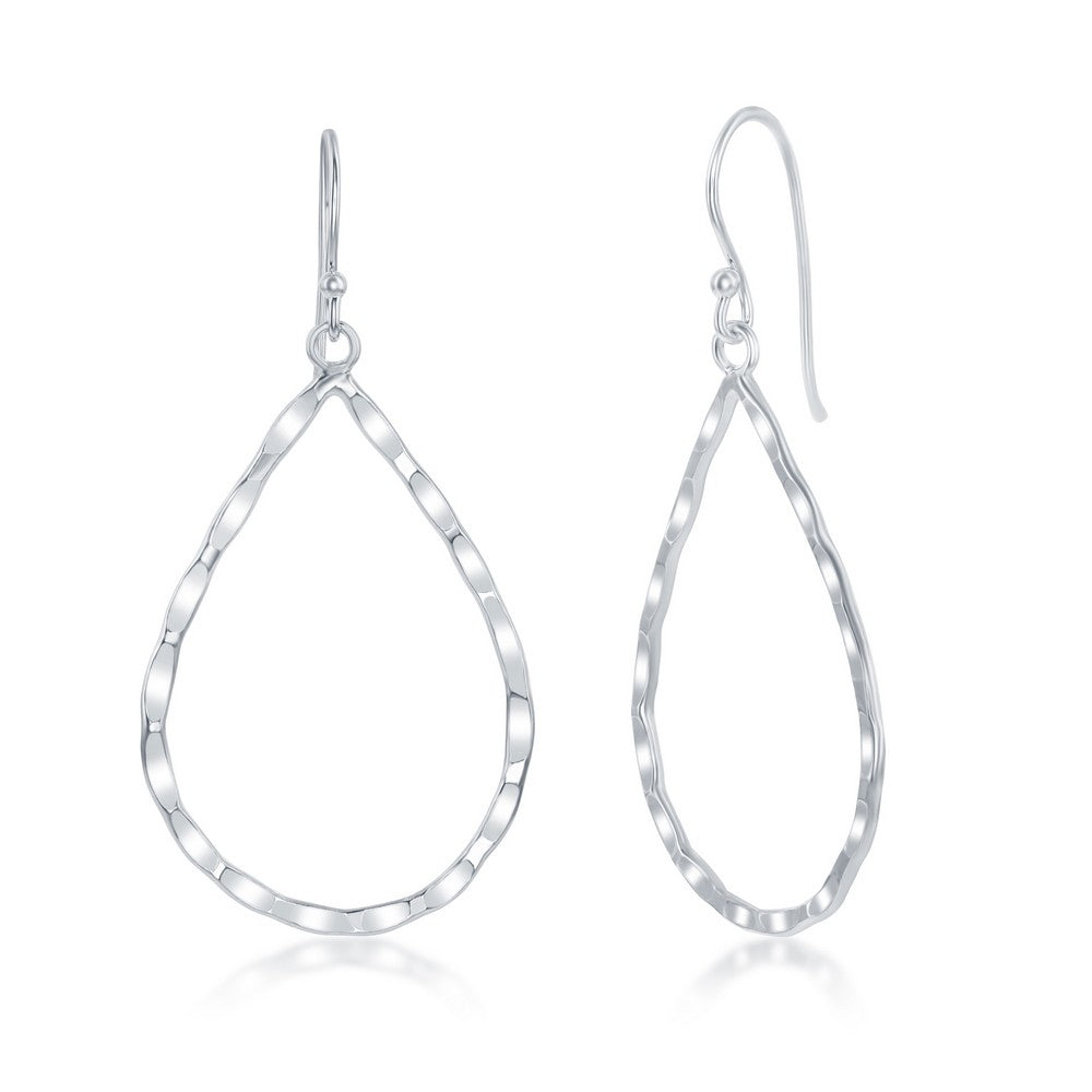 Sterling Silver Hammered Teardrop Earrings - HK Jewels