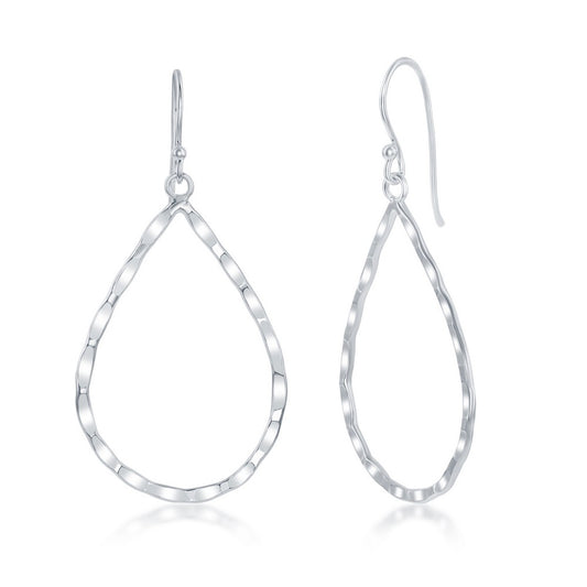 Sterling Silver Hammered Teardrop Earrings - HK Jewels