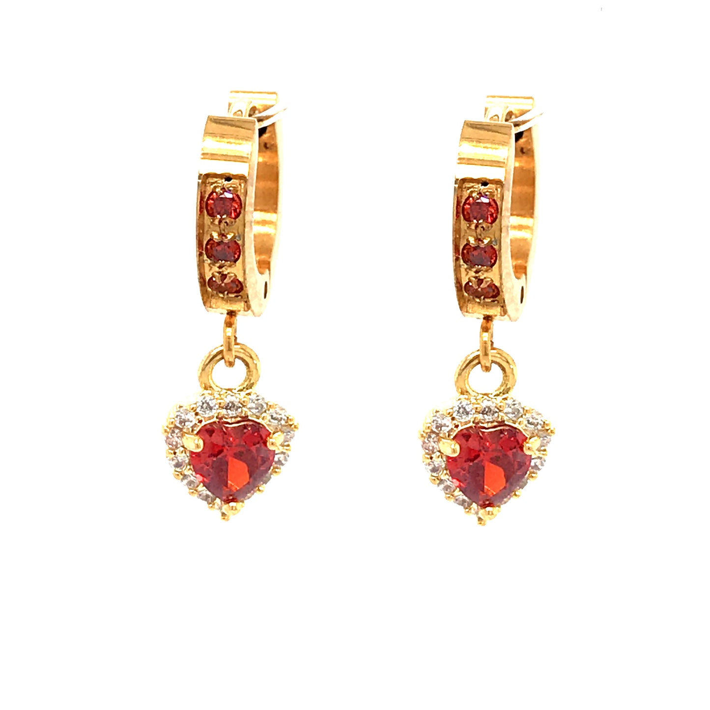 Surgical Steel Red Tiny Heart Earrings - HK Jewels