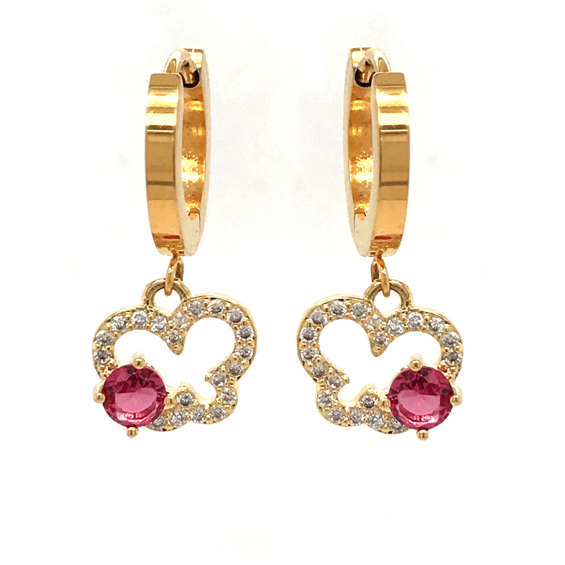Surgical Steel Pink Butterfly Earrings - HK Jewels