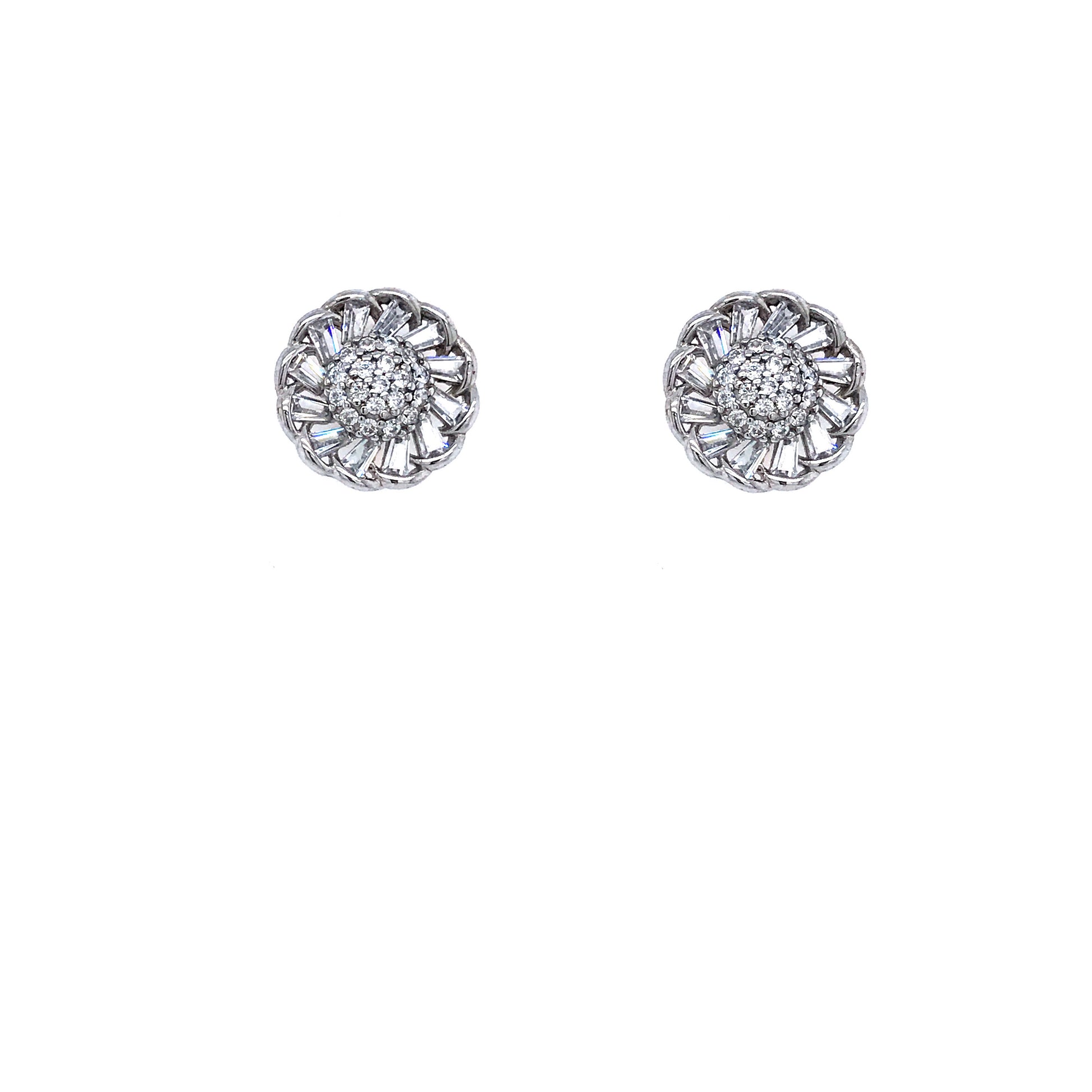 Sterling Silver Flower Stud Earrings - HK Jewels