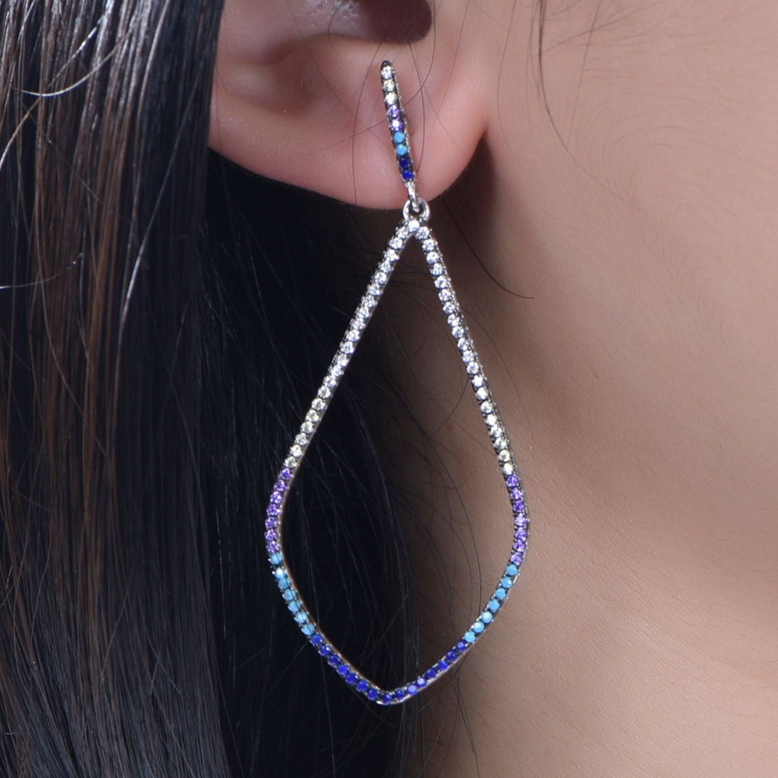 Sterling Silver Teardrop Colorful Earrings - HK Jewels