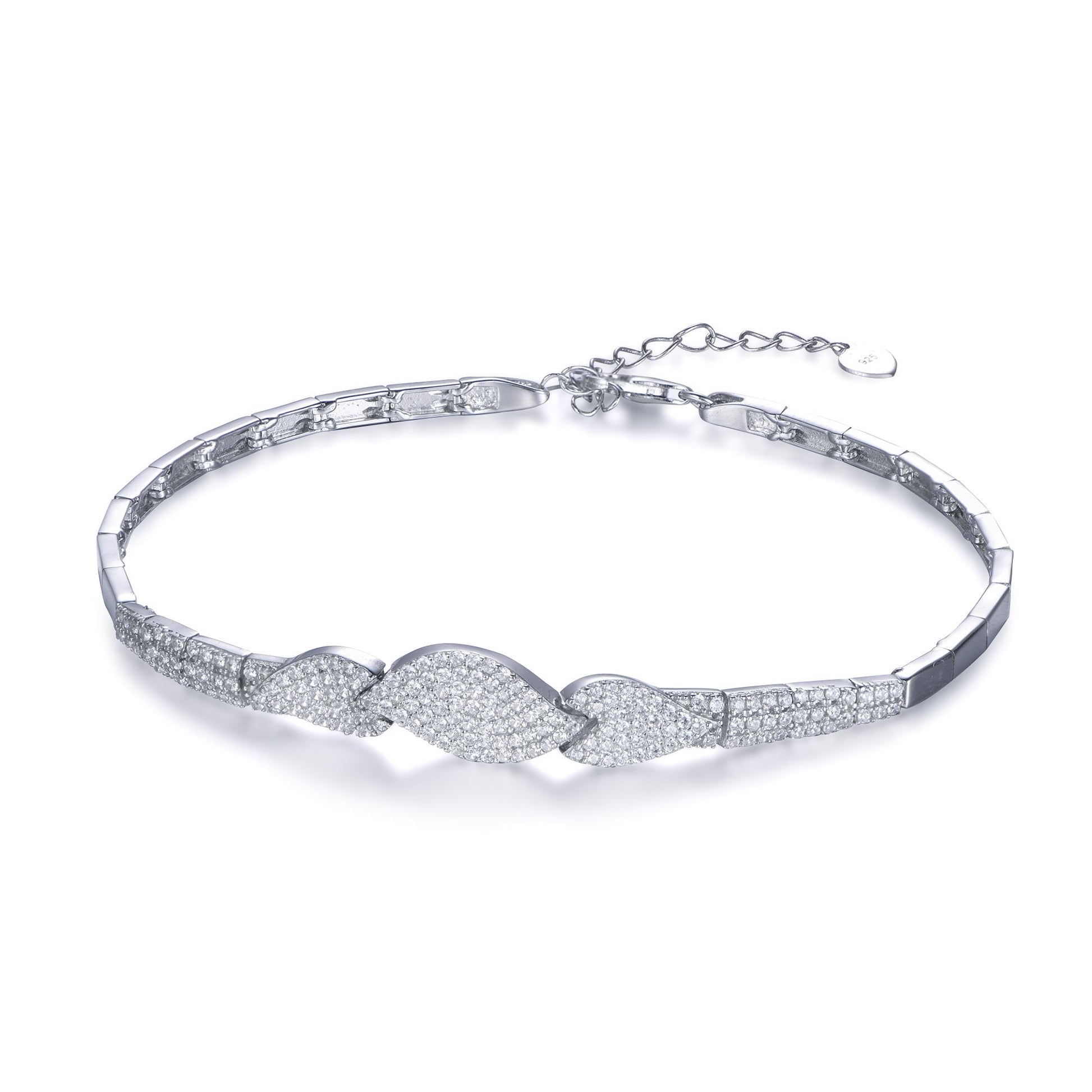 Sterling Silver Micropave CZ Design Bracelet - HK Jewels