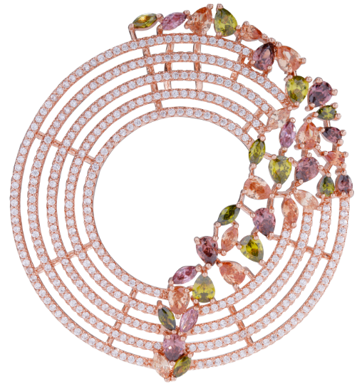 Rose Gold Plated Sterling Silver Colorful Sprinkled CZ Necklace - HK Jewels