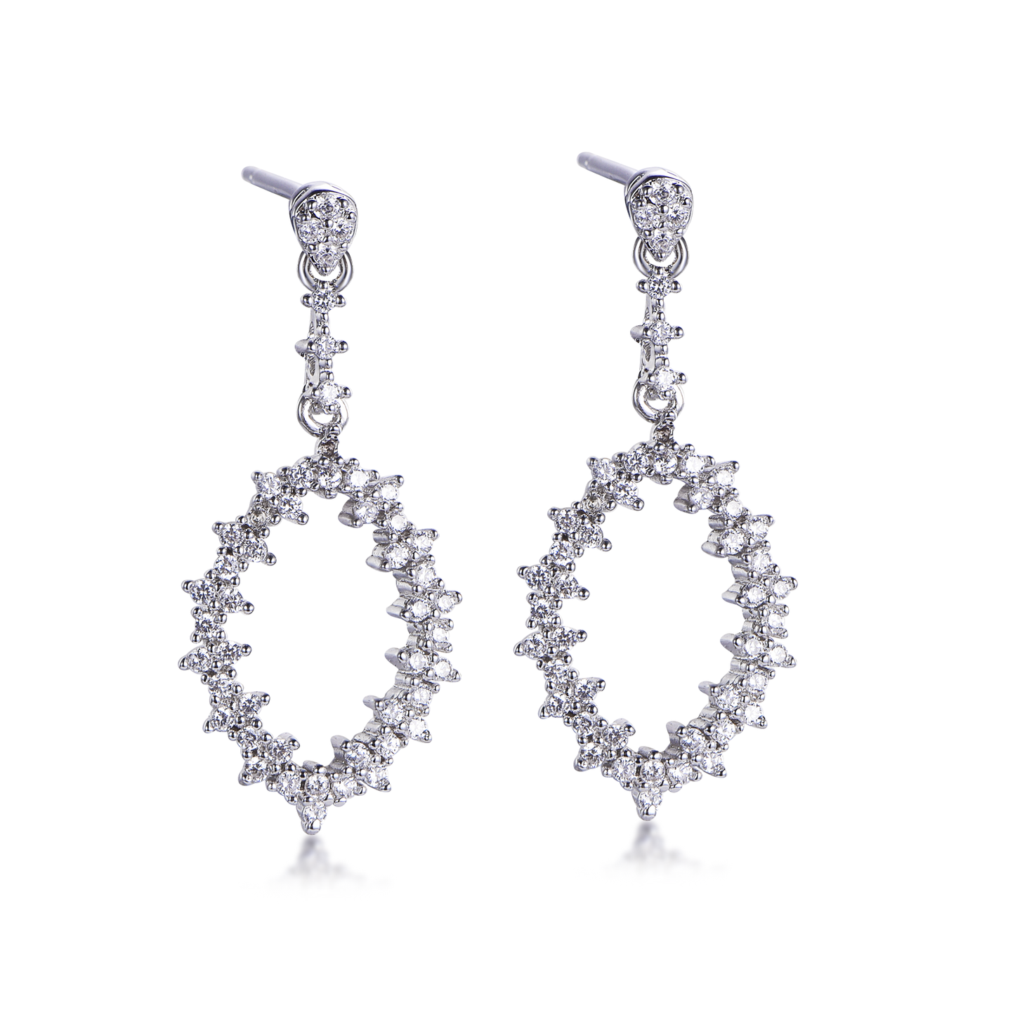 Sterling Silver CZ Marquis Earrings - HK Jewels