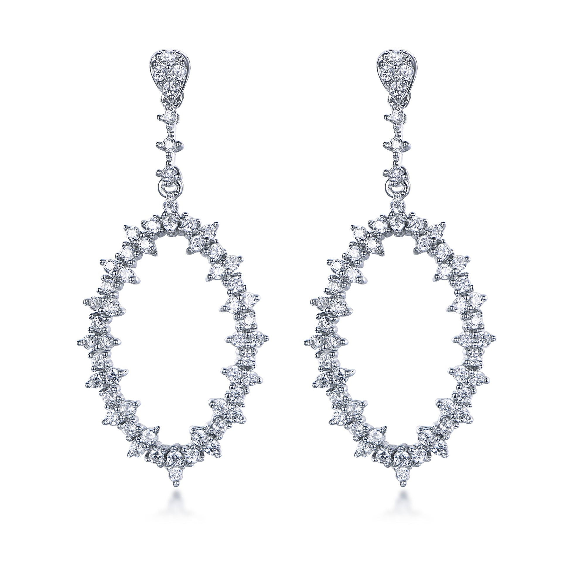 Sterling Silver CZ Marquis Earrings - HK Jewels
