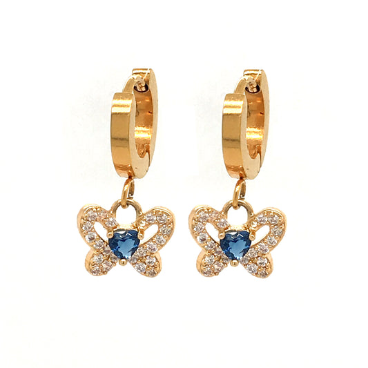 Surgical Steel Blue Butterfly Earrings - HK Jewels