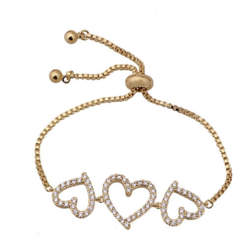 Triple Heart Bolo Bracelet - HK Jewels