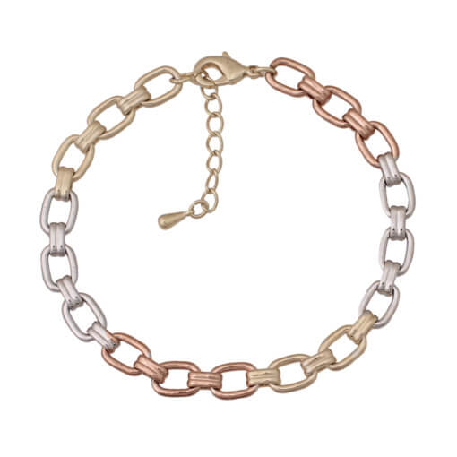 Fine Rectangle Tricolor Bracelet - HK Jewels