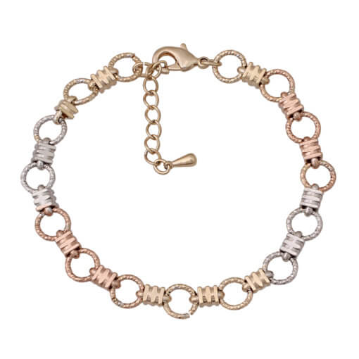 Sparkly Circles and Cubes Tricolor Bracelet - HK Jewels