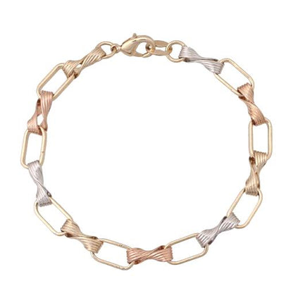 Rectangles and Twists Tricolor Bracelet - HK Jewels
