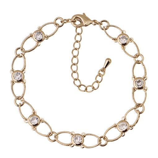 Gold Outlines with Stones Link Bracelet - HK Jewels