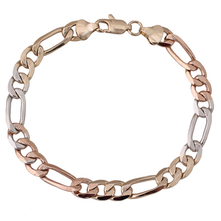 Flat Tricolor Chain Link Bracelet - HK Jewels