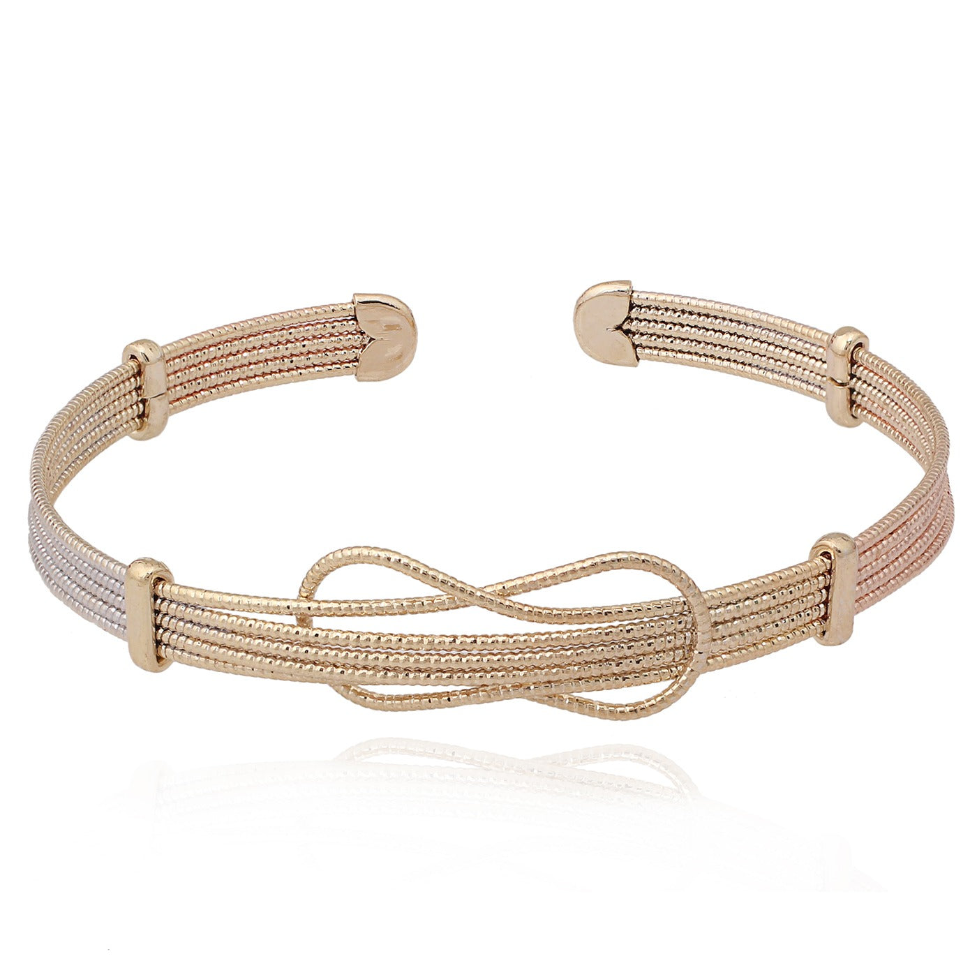 Fine Wire Knot Tricolor Bangle Bracelet - HK Jewels