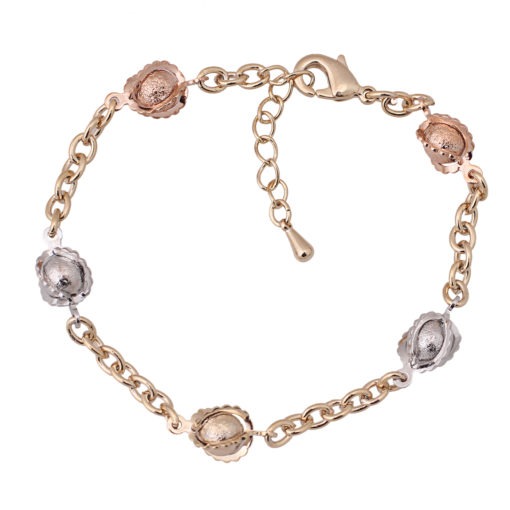 Pavé Balls Tricolor Link Bracelet - HK Jewels