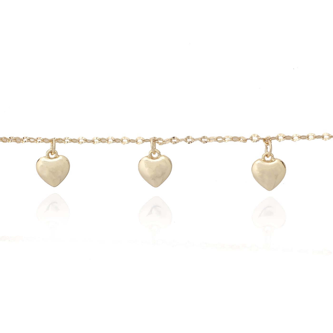Plain Puffed Gold Heart Charm Kids Bracelet - HK Jewels