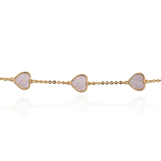 Mother-of-Pearl Cut-in Hearts Bracelet - HK Jewels