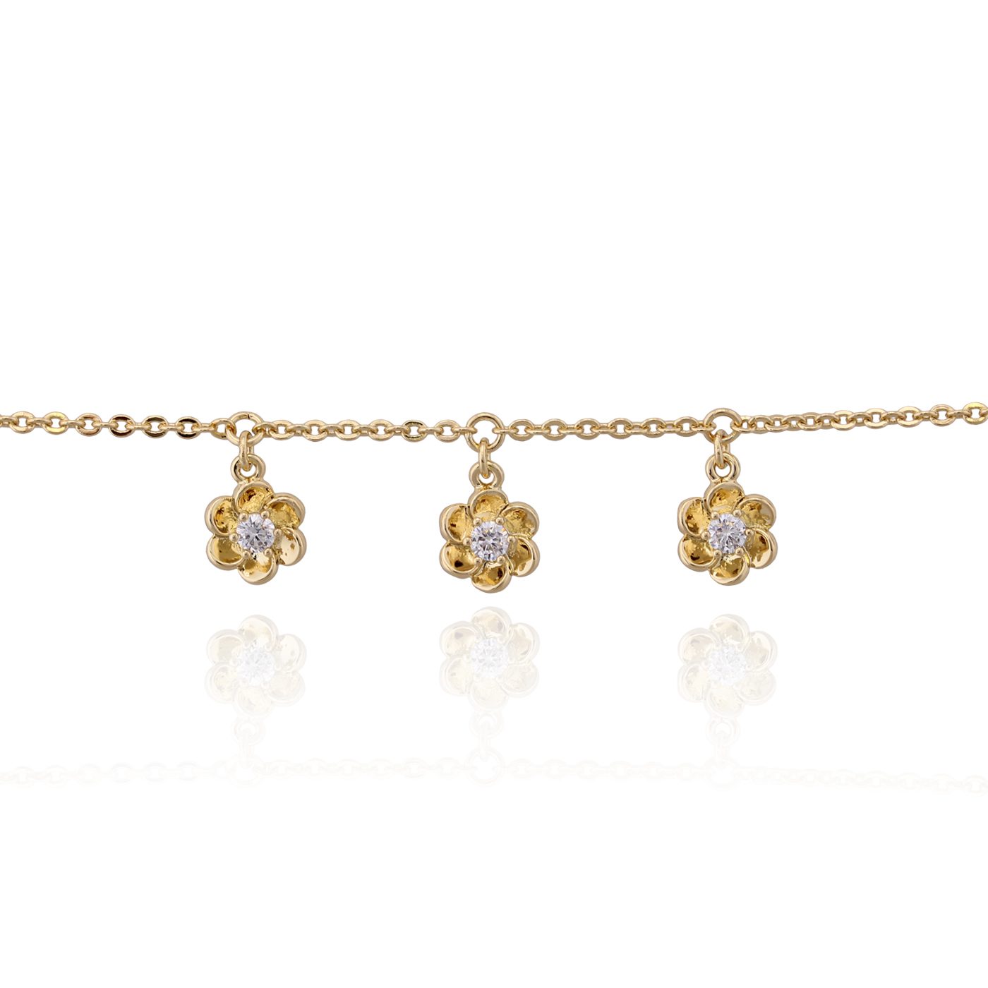 Shiny Mini Flowers With CZ Childrens Bracelet - HK Jewels