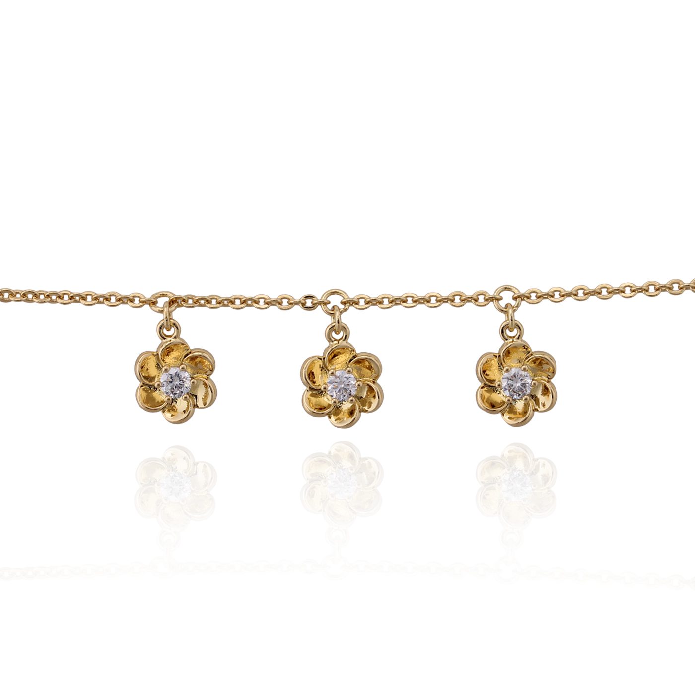 Shiny Mini Flowers With CZ Childrens Bracelet - HK Jewels