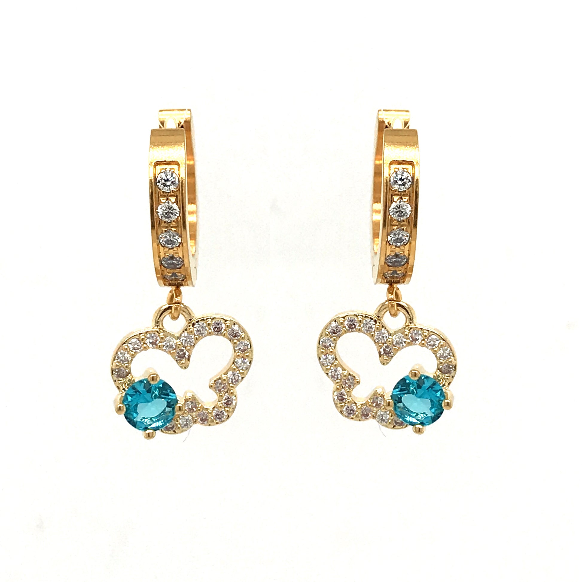 Surgical Steel Aqua Butterfly Earrings - HK Jewels