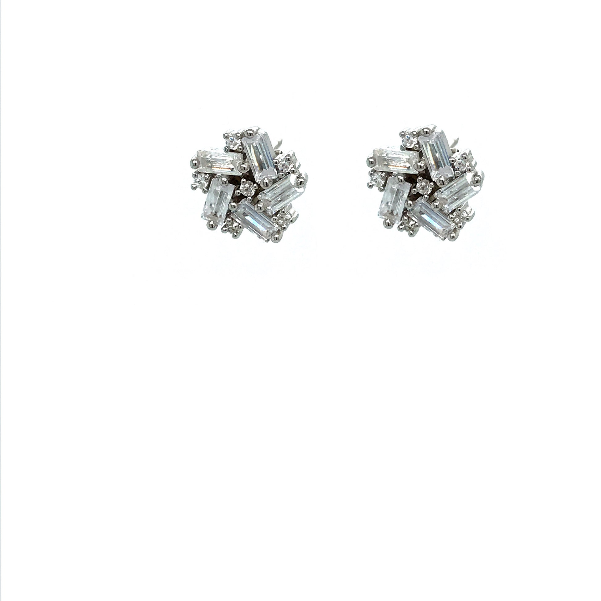 Sterling Silver Baguette Studs - HK Jewels