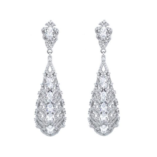 Sterling Silver Long Earrings - HK Jewels