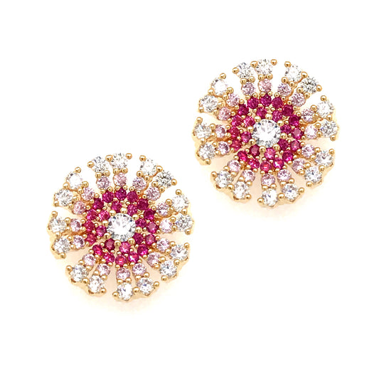 Surgical Steel Pink Starburst Stud Earrings - HK Jewels