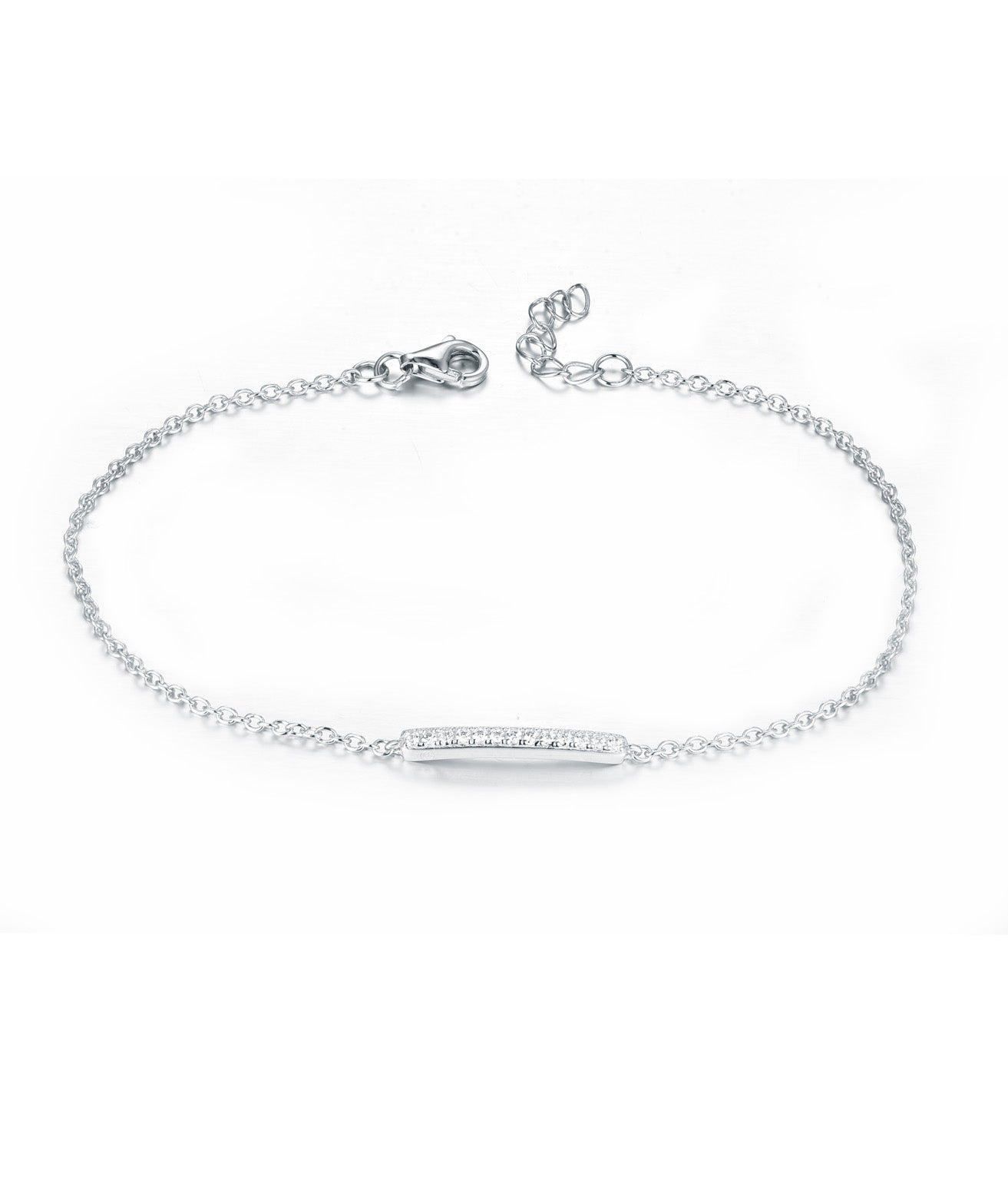 Sterling Silver Micropave CZ Bar Bracelet - HK Jewels