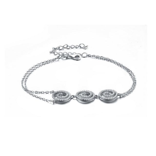 Sterling Silver Rhodium Plated CZ Circle Bracelet - HK Jewels