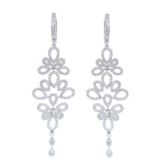 Sterling Silver Large Floral Earring - HK Jewels