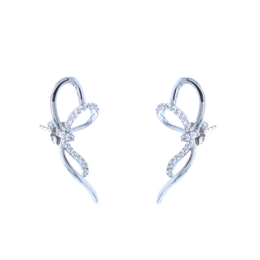Sterling Silver Bow Stud Earrings - HK Jewels