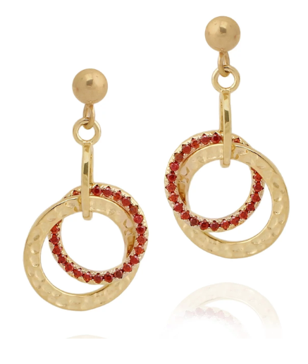 Surgical Steel Red Linked Circles Earring - HK Jewels