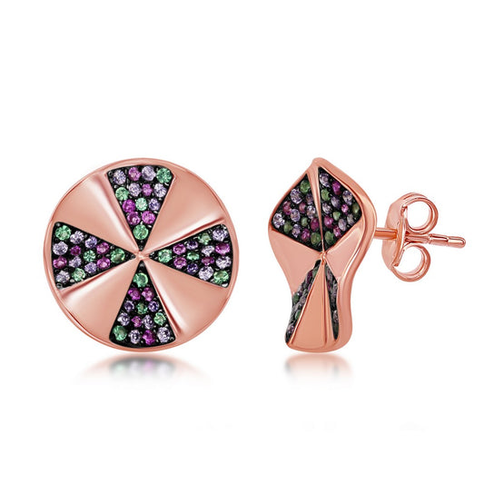 Rose Gold Plated Sterling Silver Stud Earrings - HK Jewels