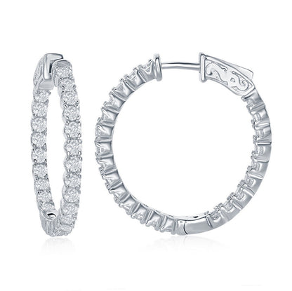 Sterling Silver Round Hoop Earrings - HK Jewels
