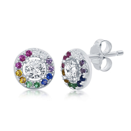 Sterling Silver Rainbow Studs - HK Jewels