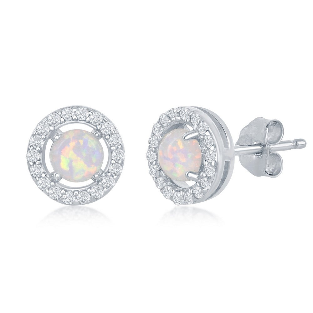 Sterling Silver Opal Stud Earrings - HK Jewels