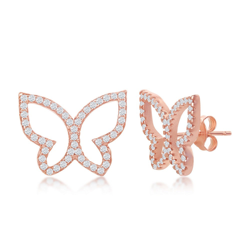 Sterling Silver Butterfly Stud Earring - HK Jewels