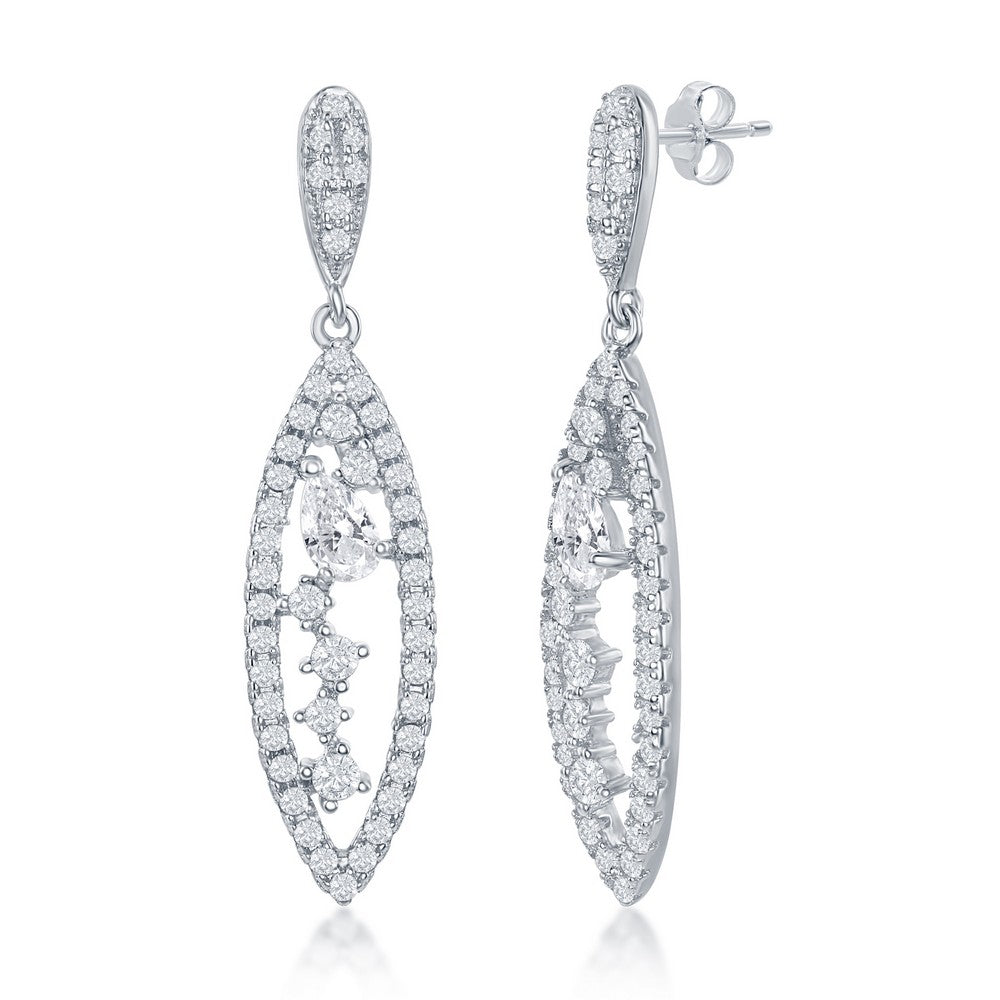 Sterling Silver Marquise Multi-Shaped CZ Earrings - HK Jewels