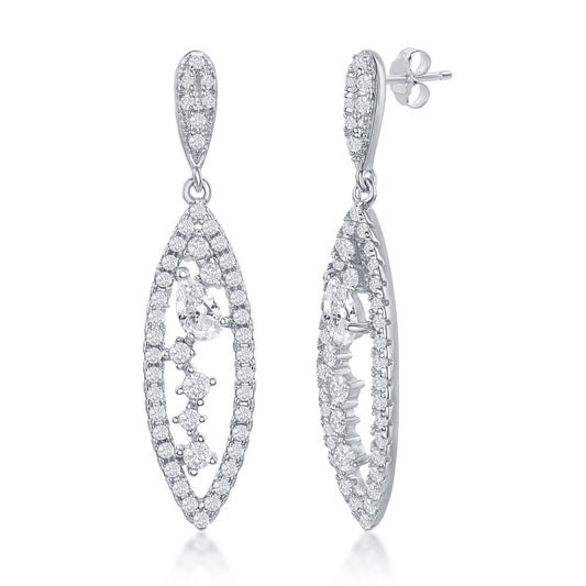 Sterling Silver Marquise Multi-Shaped CZ Earrings - HK Jewels