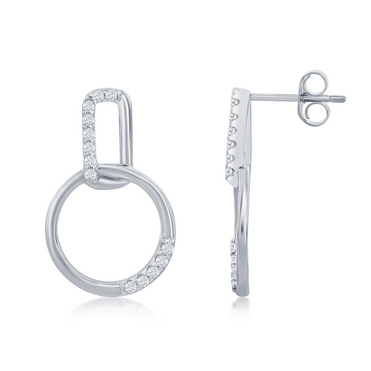 Sterling Silver CZ Door Knocker Earrings - HK Jewels
