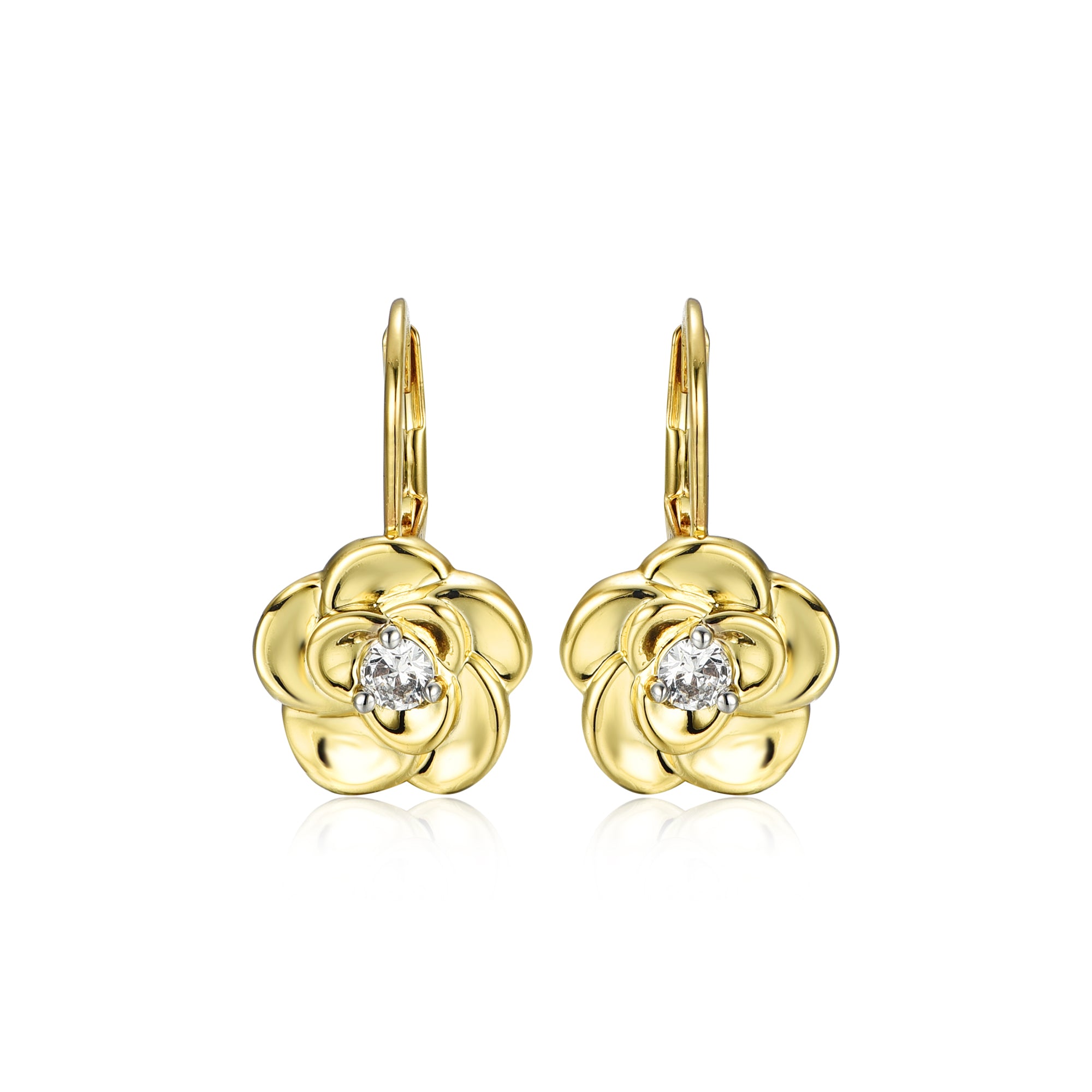 Cz leverback earrings on sale gold