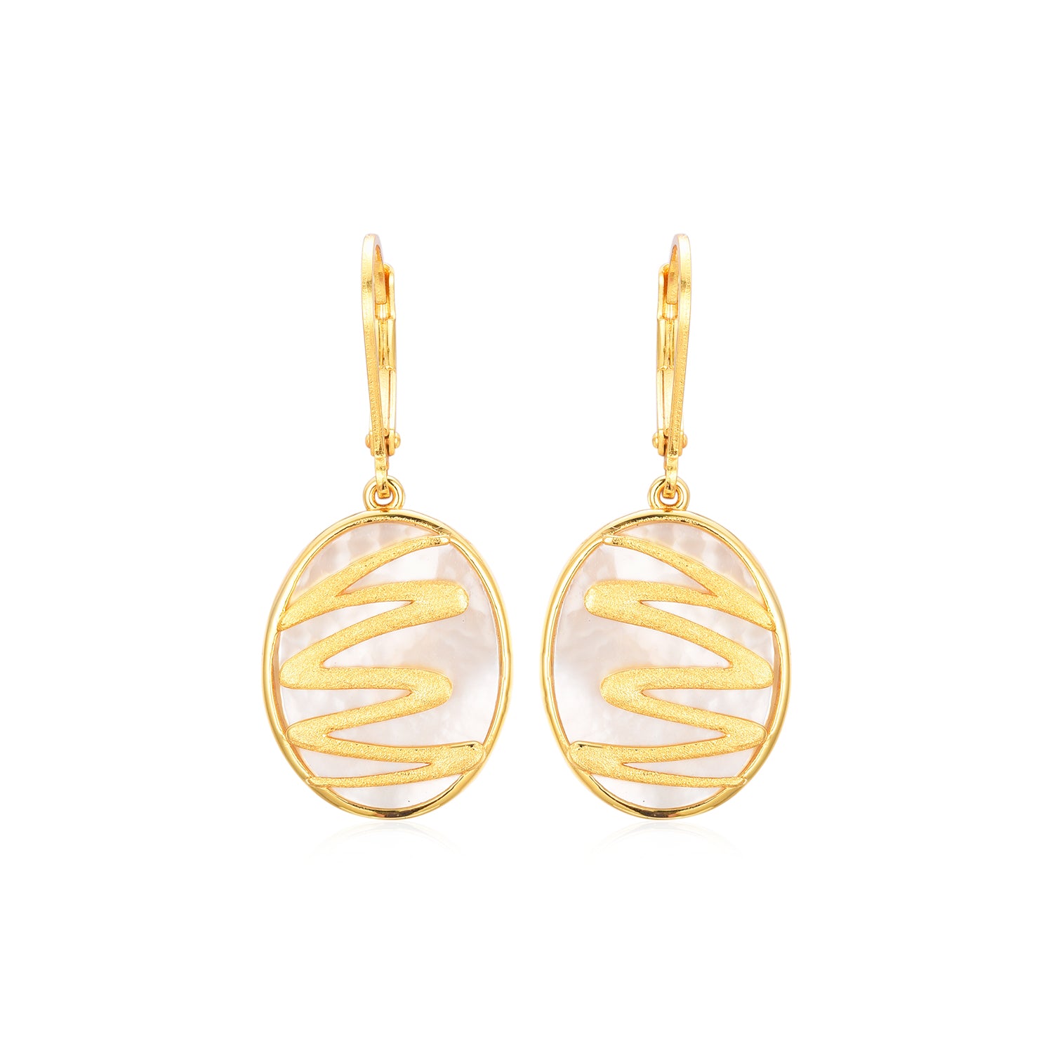 Sterling Silver Mother of Pearl With Squiggle Earring - HK Jewels