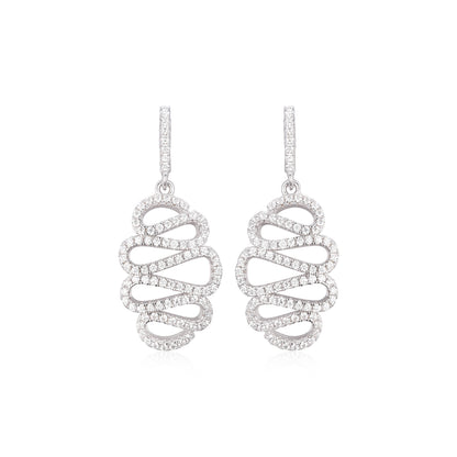 Sterling Silver Squiggle CZ Earring - HK Jewels