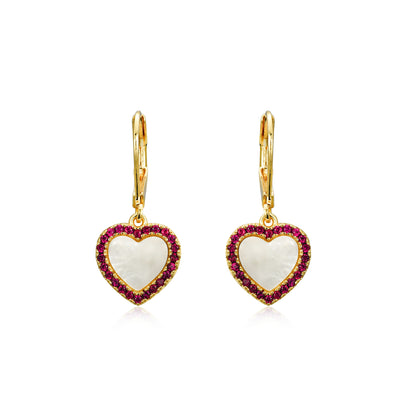 Gold Plated Surgical Steel Pretty and Colorful Heart Dangle or Stud Earrings