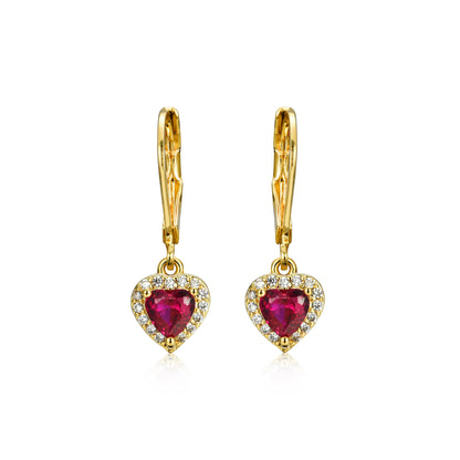 Gold Plated Surgical Steel CZ Border Heart Shape Earrings (8mm)