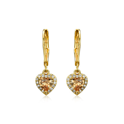 Gold Plated Surgical Steel CZ Border Heart Shape Earrings (8mm)